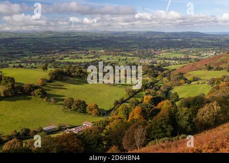 View overlooking the Vale of Clwyd from the Clwydian Range, North Wales Stock Photo