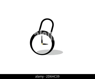 closed clock padlock logo on white background in vector illustration Stock Vector