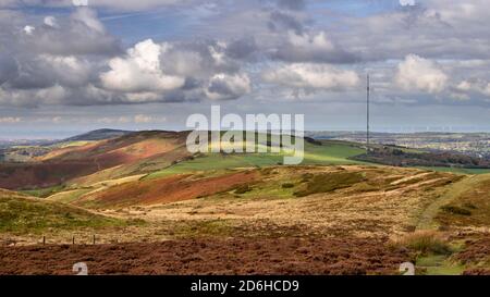 Moel-y-Parc transmitter mast, Clwydian Range, North Wales Stock Photo