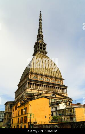 Mole Antoniellana, Italy's cinema museum with its distinctive dome and spire, in Turin. Stock Photo