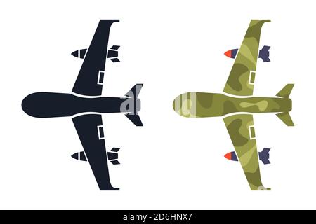 military drone on a white background. icon and color illustration. flat vector Stock Vector