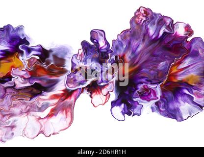 Colorful abstract background with fluid paint on the white background Stock Photo