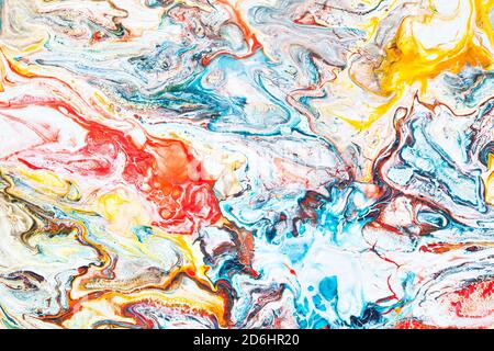 Multicolored; abstract background with fluid paint. Hand drawn texture Stock Photo