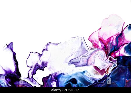 Fluid art abstract background with isolated edge. Acrylic paint pouring Stock Photo