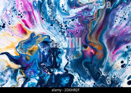 Colorful abstract background with fluid paint. Hand drawn texture Stock Photo