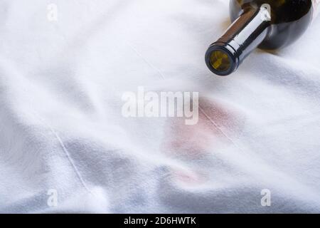 Bottling wine from a bottle on the table Stock Photo