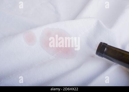 Bottling wine from a bottle on the table Stock Photo