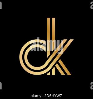 Lowercase letters o and k. Flat bound design in a Golden hue for a logo, brand, or logo. Vector illustration Stock Vector