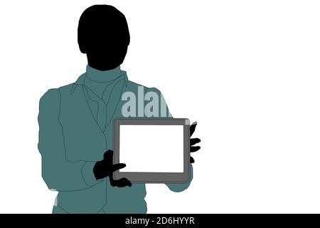 African man face silhouette over white background Stock Photo