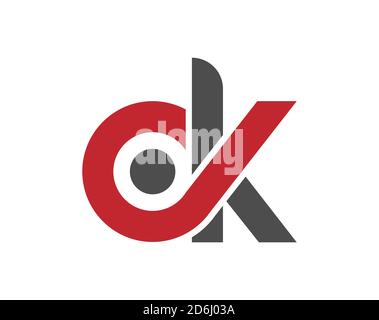 Stylized lowercase letters O and k are linked by a single line for a logo, monogram, or monogram. Vector illustration isolated on a white background. Stock Vector
