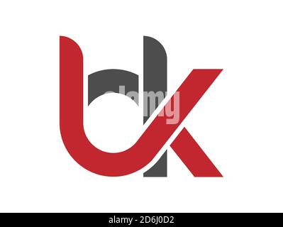 Stylized lowercase letters B and K are linked by a single line for a logo, monogram, or monogram. Vector illustration isolated on a white background. Stock Vector