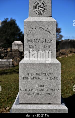 Judge James W. McMaster's grave in the Old Brandon Cemetery. Stock Photo