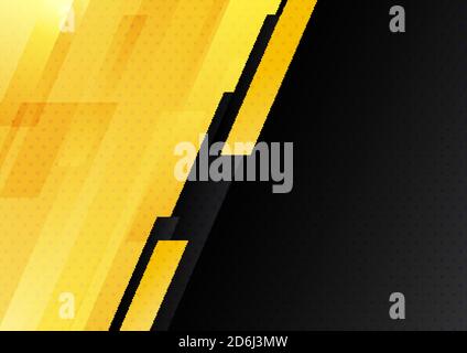 Abstract modern yellow and black stripes geometric diagonal with dots pattern background technology style. Vector illustration Stock Vector