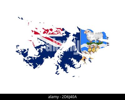 Flag in form form of the geographical country, Falkland Islands, Malvinas, Latin America and the Caribbean, South America, Americas Stock Photo