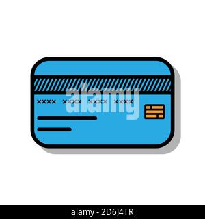 Credit card blue icon electronic payment button symbol vector illustration Stock Vector