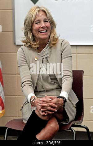 Fort Riley, Kansas, USA, April, 6th 2016 Dr. Jill Biden wife of Vice President Joe Biden visits The Fort Riley Middle School Credit: Mark Reinstein/MediaPunch Stock Photo