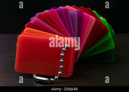 Color chart of plexi glass pieces Stock Photo