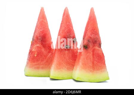 Triangle watermelon slices on isolated white background Stock Photo