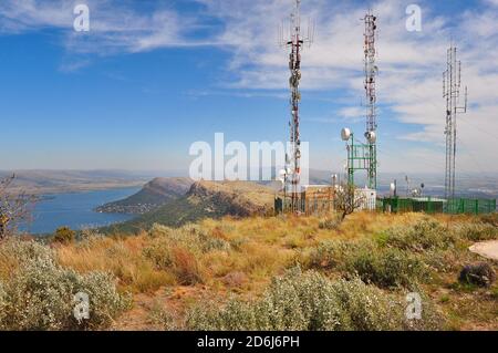 Magaliesberg and antennas on top of the hill, South Africa Stock Photo