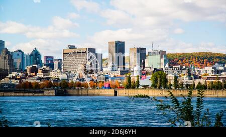 Montreal, Canada - Oct. 10 2020: Panorama view of Montreal downtown from Jean drapeau park Stock Photo