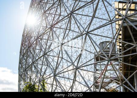 Montreal, Canada - Oct. 10 2020: The autumn view of Biosphere at Jean-Drapeau park in Montreal Stock Photo