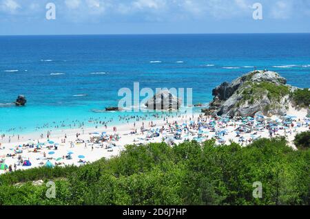 Horseshoe beach, one of the most famous beaches in Bermuda Island Stock Photo