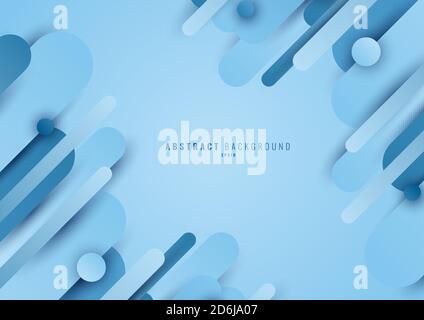 Abstract blue geometric circle rounded line shape overlapping layer on light blue background. Vector illustration Stock Vector