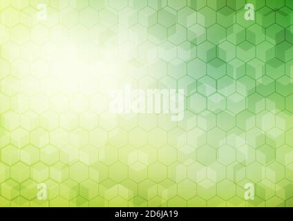 Abstract geometric hexagon pattern on green background with lighting. Vector illustration Stock Vector