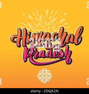 Himachal Pradesh Handwritten stock lettering typography. States of India Stock Vector