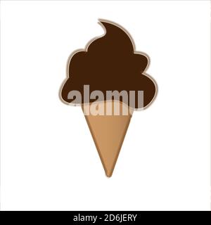 Chocolate Ice cream in brown or chocolate cone, Flat Design Style Ice Cream in white background Stock Vector