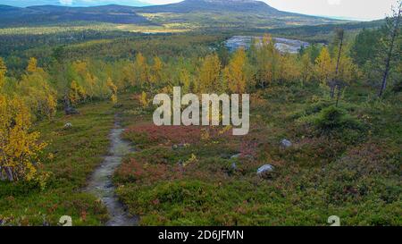 The stunning nature of the Russian north. Tundra, Murmansk region. Magnificent autumn in Monchegorsk Stock Photo