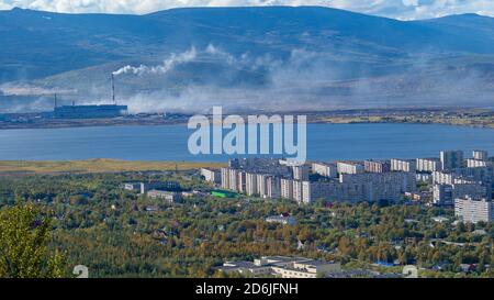 The stunning nature of the Russian north. Tundra, Murmansk region. Magnificent autumn in Monchegorsk Stock Photo