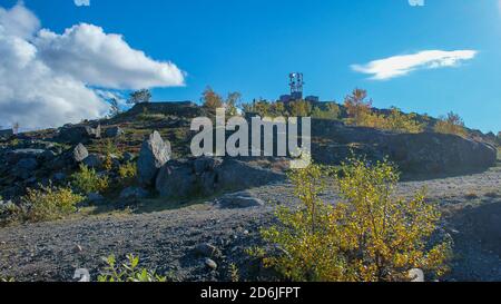 The stunning nature of the Russian north. Tundra, Murmansk region. Magnificent autumn in Monchegorsk Stock Photo