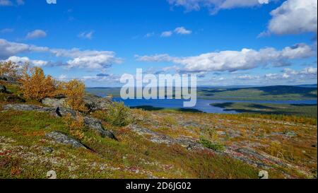 The stunning nature of the Russian north. Tundra, Murmansk region. Magnificent autumn in Monchegorsk Stock Photo