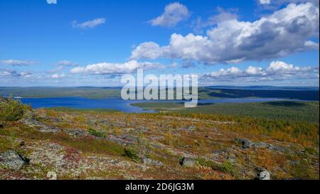 The stunning nature of the Russian north. Tundra, Murmansk region. Magnificent autumn in Monchegorsk Stock Photo