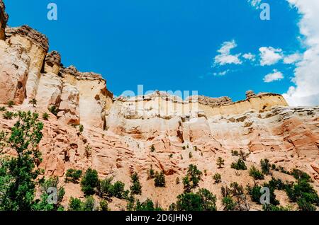 The colorful canyon cliff walls in the high desert of New Mexico Stock Photo