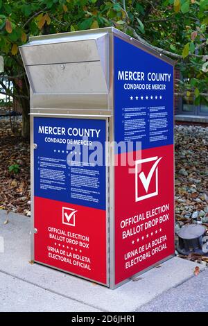 View of a Mail Ballot drop box at the offices of the Board of Elections ...