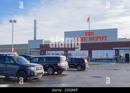 Calgary Alberta, Canada. Oct 17, 2020. The Home Depot is the largest home improvement retailer in the United States, supplying tools, construction pro Stock Photo