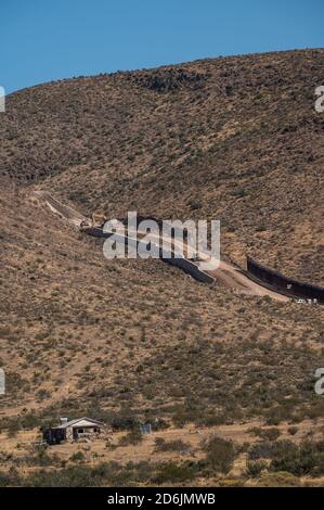 New construction activity at border wall between USA and Mexico  Stock Photo