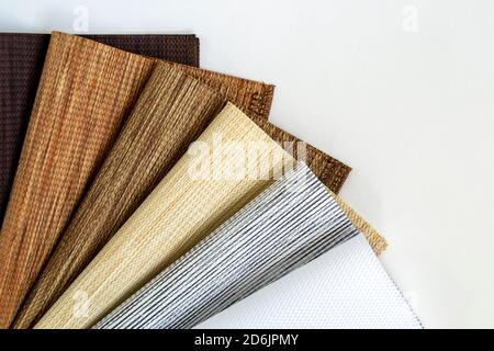 Various natural fabric samples background - selective focus Stock Photo
