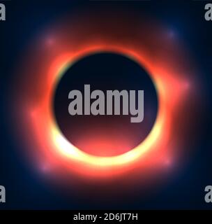 Cosmic illustration of a black hole. The explosion of the old star. Defocused round frame with flashes. Vector element for your design. Stock Vector