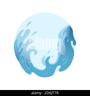 Violent sea waves in circle. Streams of water. Badges with storm. Vector splash illustration for articles, banners, covers and your design. Stock Vector