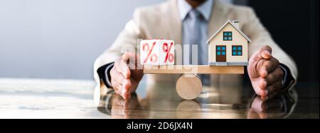 Housing Interest Rate And Percentage Balance Concept Stock Photo