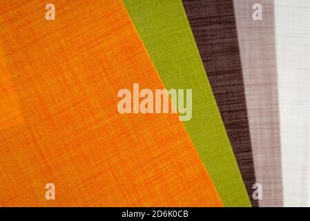Various natural fabric samples background. Selective focus Stock Photo