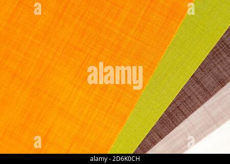 Various natural fabric samples background. Selective focus Stock Photo