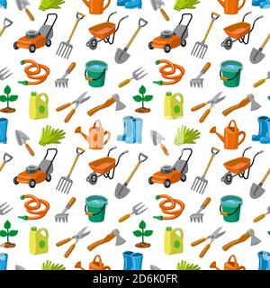 illustration of the garden tools seamless pattern Stock Vector