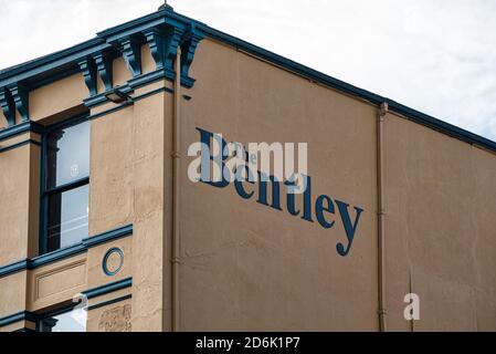 Derry, Northern Ireland- Sept 27, 2020: The Sign for The Bentley bar  in Derry. Stock Photo