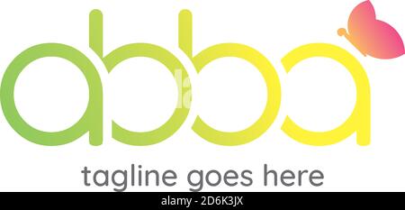 Logo design about with abba text with butterfly icon in eps vector Stock Vector