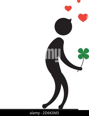 a design with stick man figure in falling love concept idea. Vector illustration Stock Vector