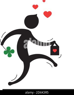 a design with stick man figure in falling love concept idea. Vector illustration Stock Vector